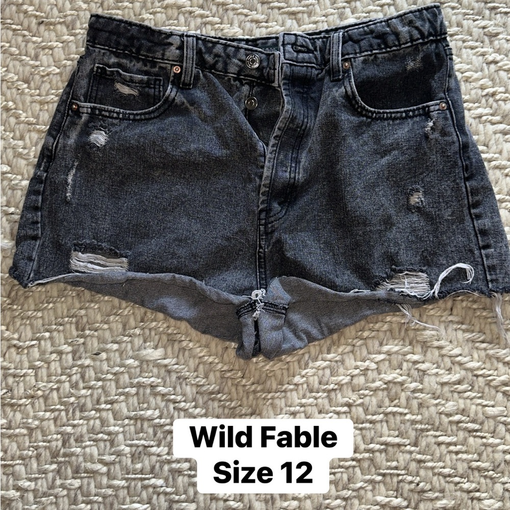 Wild Fable Charcoal Distressed Jean Shorts